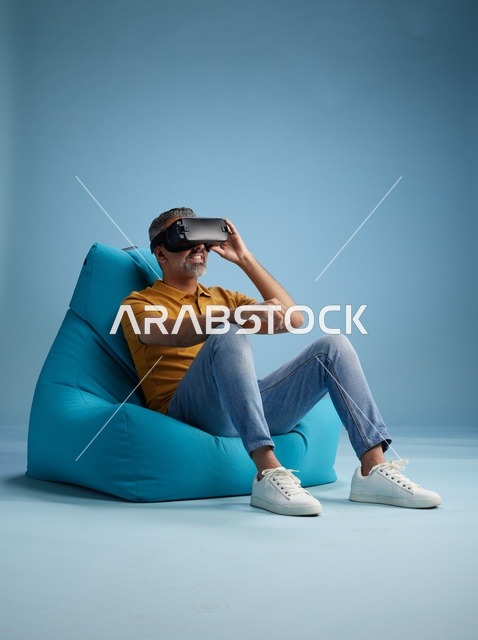Saudi Man VR Headset Beanbag Chair Studio