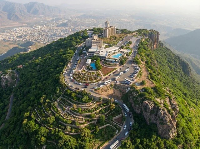 لقطة جوية للجبل الأخضر ومنتجع السحاب في أبها