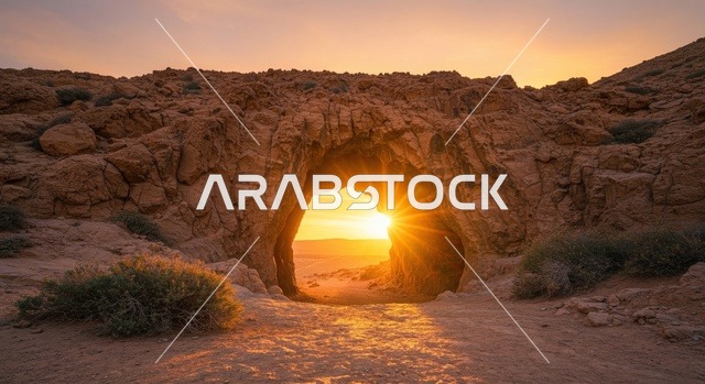 قوس صخري طبيعي في صحراء العلا بالمملكة العربية السعودية