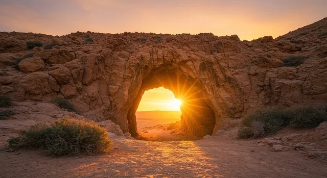 قوس صخري طبيعي في صحراء العلا بالمملكة العربية السعودية