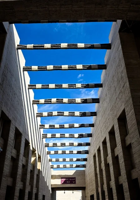 Modern Architecture Corridor in Qatar with Blue Sky