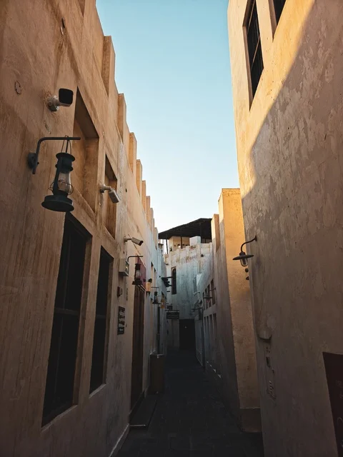 Traditional Qatar Alleyway with Stone Buildings