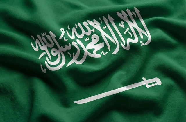 علم المملكة العربية السعودية بنسيج واقعي ثلاثي الأبعاد