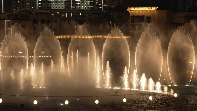 Dubai Fountain Night Show Near Burj Khalifa UAE