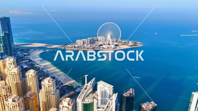 Bluewaters Island and Ain Dubai Aerial Skyline View