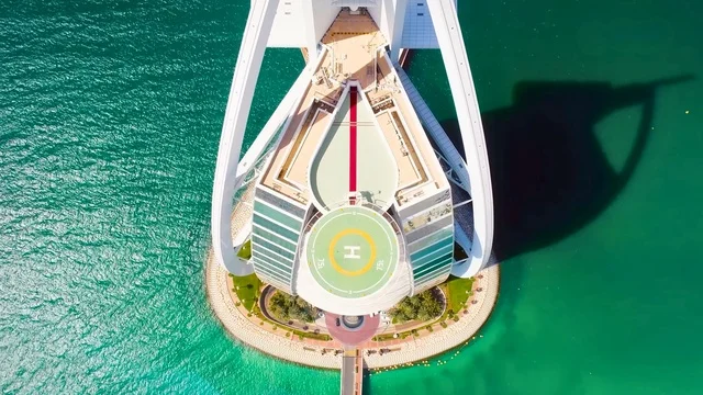 Burj Al Arab Dubai Helipad Aerial Top Down View