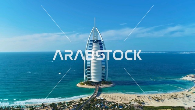 فندق برج العرب في دبي منظر جوي فوق الخليج العربي