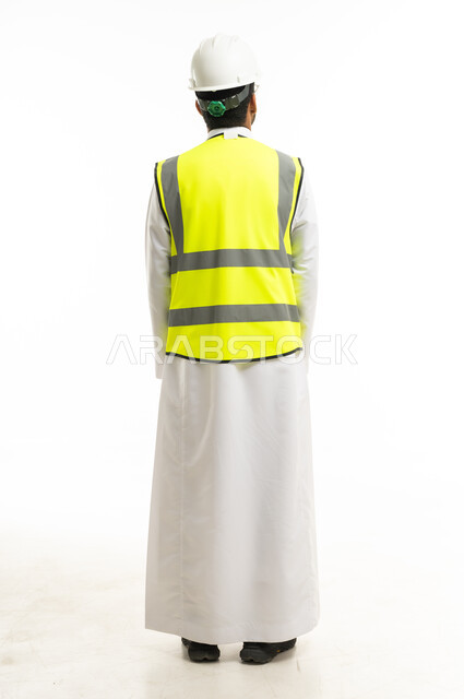 Saudi Male Engineer in Safety Vest and Hard Hat
