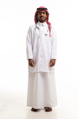 Saudi Male Doctor in Lab Coat with Stethoscope