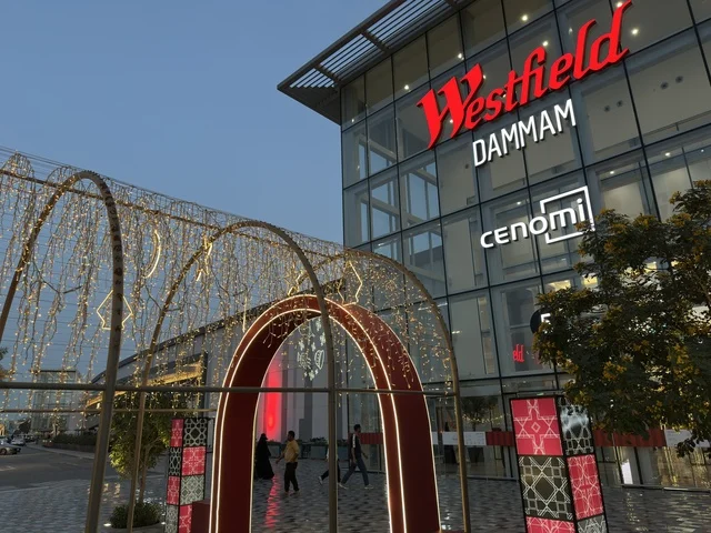 Westfield Dammam Mall Exterior with Night Decorations