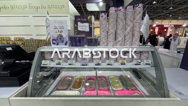 ثلاجة عرض مثلجات في معرض جدة للمنتجات الاستهلاكية