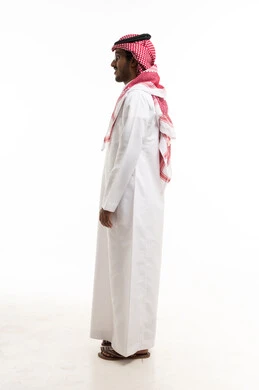 Saudi Man in Traditional Thobe Side Profile Studio