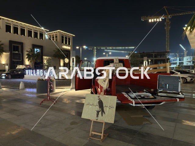 Red Vintage Truck at Villaggio Wahaj Exhibition Night