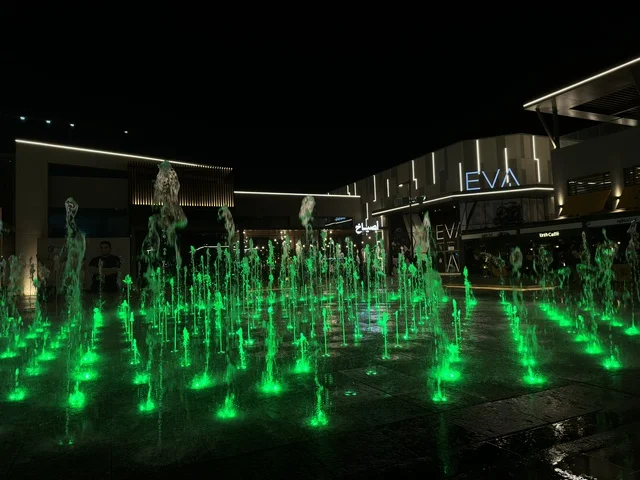 Green Water Fountain at Villagio Eastern Province Night