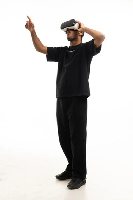 Arab Man Wearing VR Headset on White Background