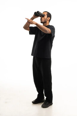 Saudi Man with Binoculars on White Background