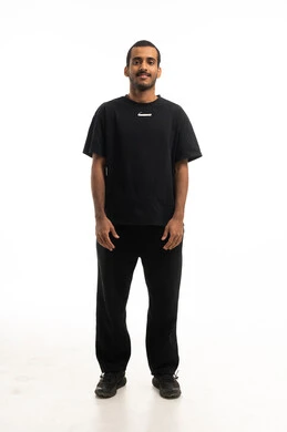 Saudi Man in Black Casual Wear on White Background