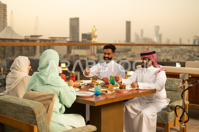 Saudi Couples Dining at Riyadh Rooftop Restaurant