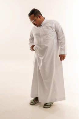 Saudi Man in Traditional White Thobe Studio Shot