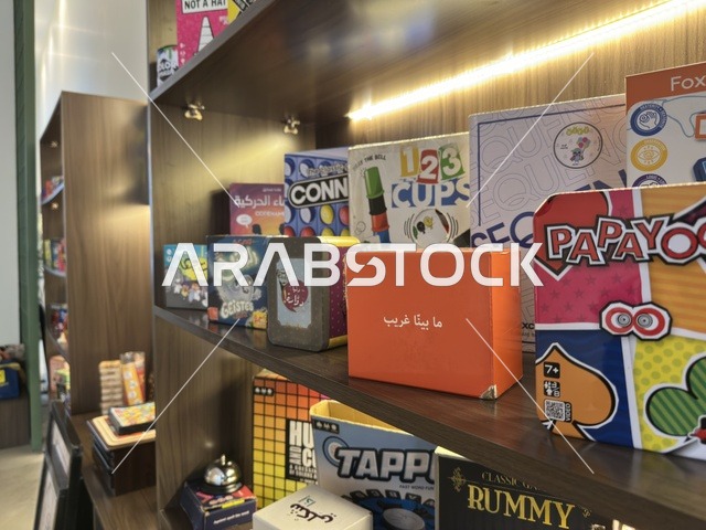 Board Games on Shelves at Shorfat Park Al Khobar