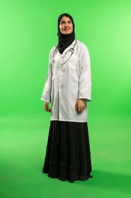 Saudi Female Doctor on Green Screen Chroma Key Background