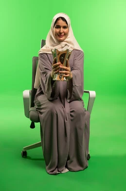 Saudi Woman with Incense Burner on Green Screen