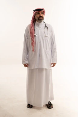 Saudi Male Doctor in Traditional Attire with Stethoscope