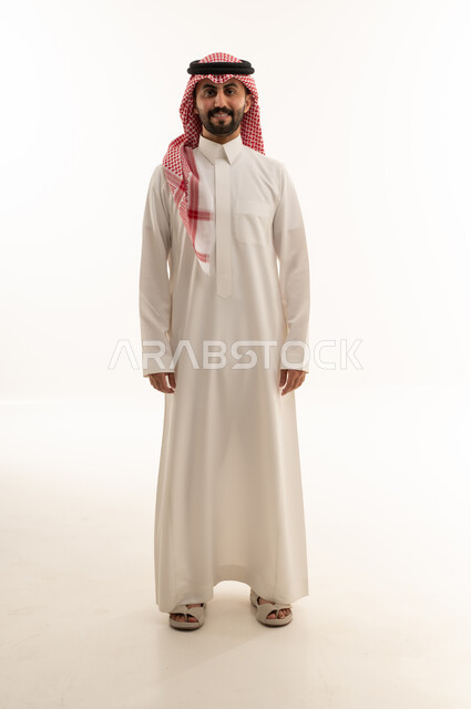 Saudi Man in White Thobe Studio Portrait