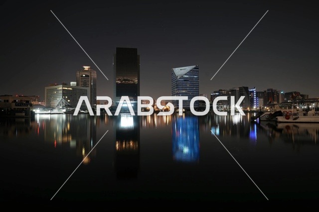 Dubai Creek Skyline and Night Reflections in UAE