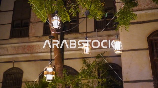 Hanging Lanterns Outdoor Traditional Building Night