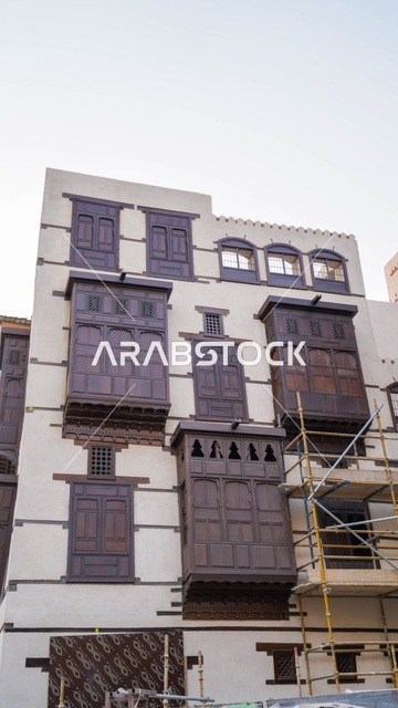 Traditional Hijazi Building with Roshan Windows in Jeddah