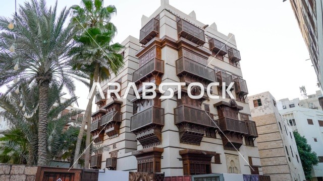 Traditional Hijazi Building with Roshan Balconies in Jeddah