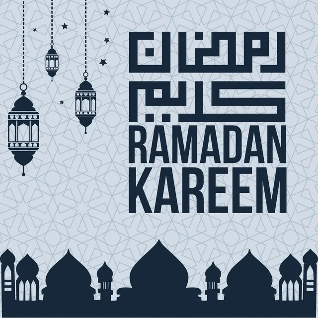 تهنئة رمضان كريم مع صور ظلية للمساجد وزخارف إسلامية