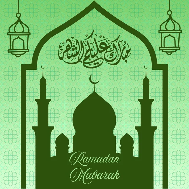 Ramadan Mubarak Green Mosque Greeting Card