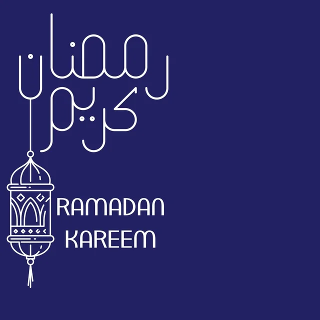 Ramadan Kareem Greeting with Lantern on Blue Background
