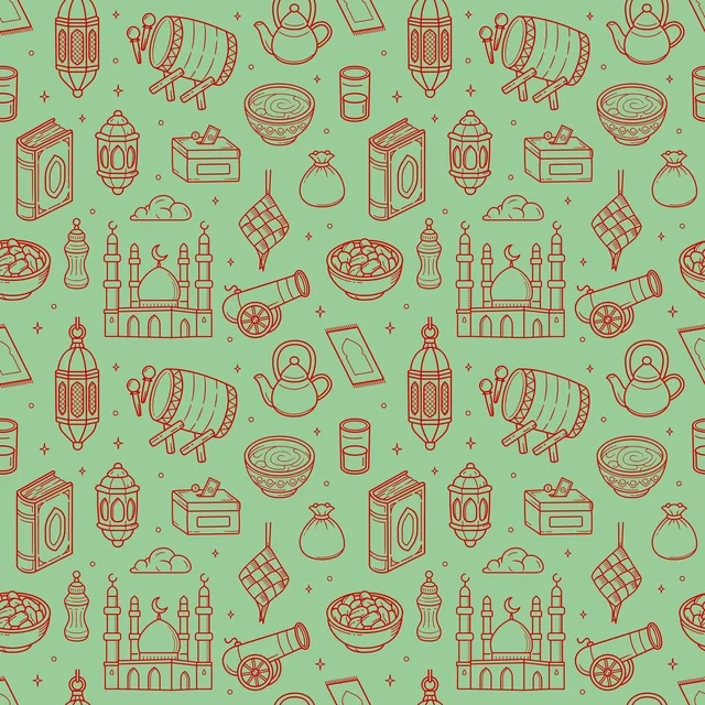 Ramadan Symbols Seamless Vector Pattern Illustration