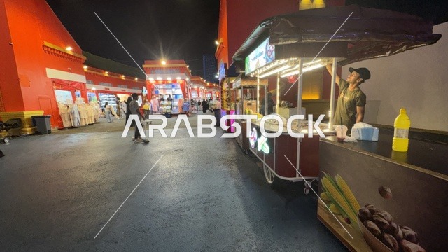 Global Street Food Stalls Winter Wonderland Jeddah Night
