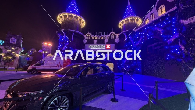 ونتر وندرلاند جدة الشارع العالمي والقلعة المضيئة ليلاً