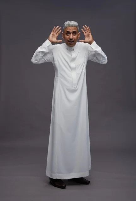 Saudi Man in Thobe with Shocked Expression