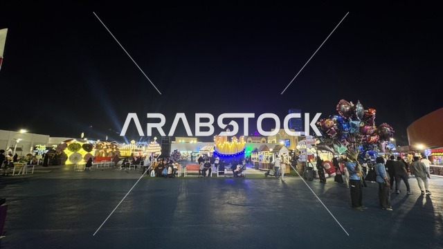 Visitors gathered in the Global Street of Winter Wonderland Jeddah for the evening events.