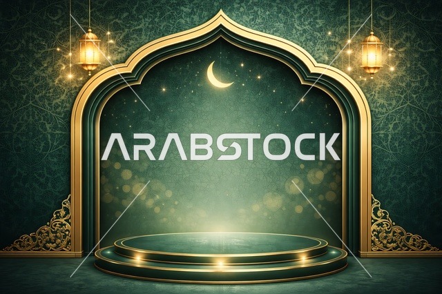 Islamic 3D Podium Stage for Ramadan Product Display