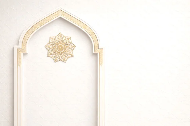Minimalist White Islamic Arch with Gold Ornament