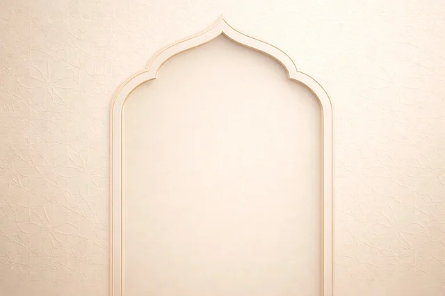 Modern Islamic Arch Wall with Textured Floral Pattern