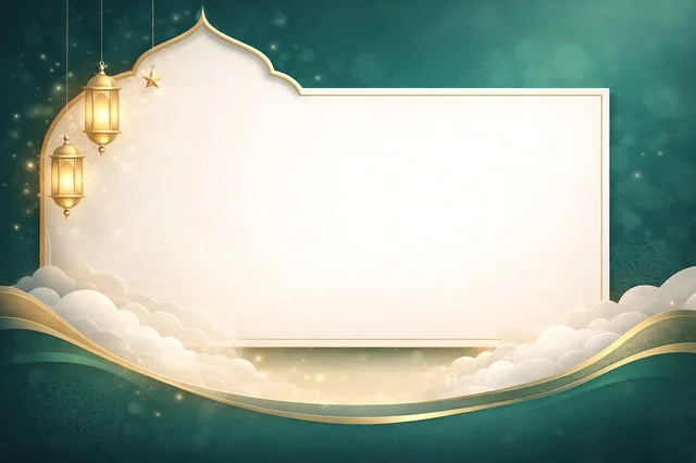 Islamic Ramadan Greeting Card Background with Lanterns