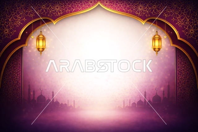 Islamic Ramadan Eid Background with Hanging Lanterns