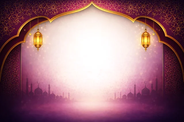 Islamic Ramadan Eid Background with Hanging Lanterns