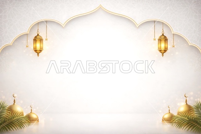 Islamic Ramadan and Eid Background with Gold Lanterns