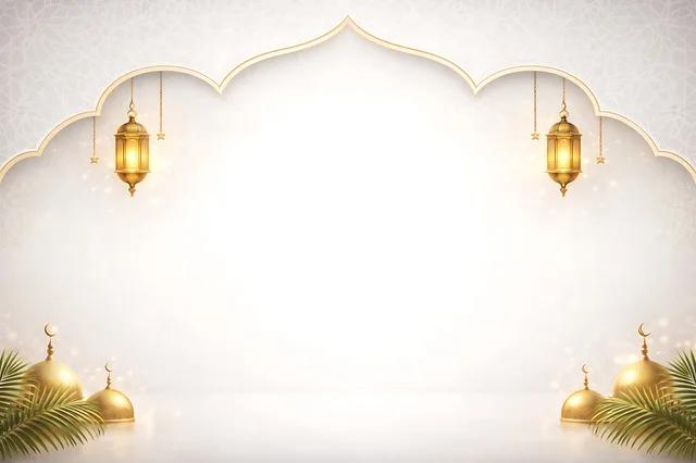 Islamic Ramadan and Eid Background with Gold Lanterns