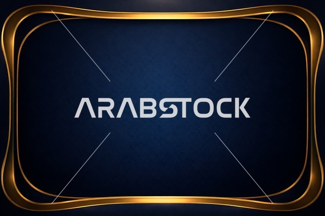 Gold Frame Ramadan Blue Islamic Background