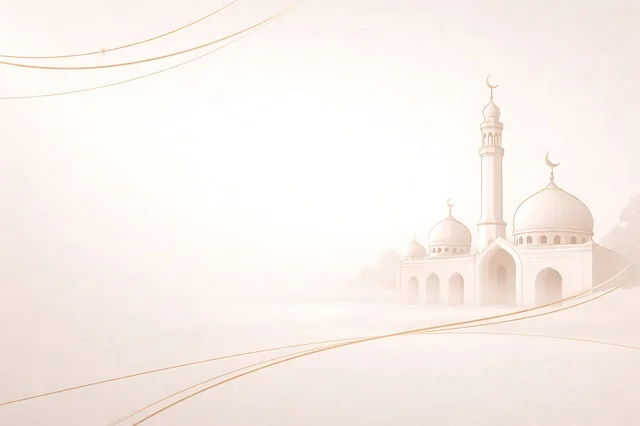 خلفية مسجد إسلامي بتصميم بسيط وخطوط ذهبية